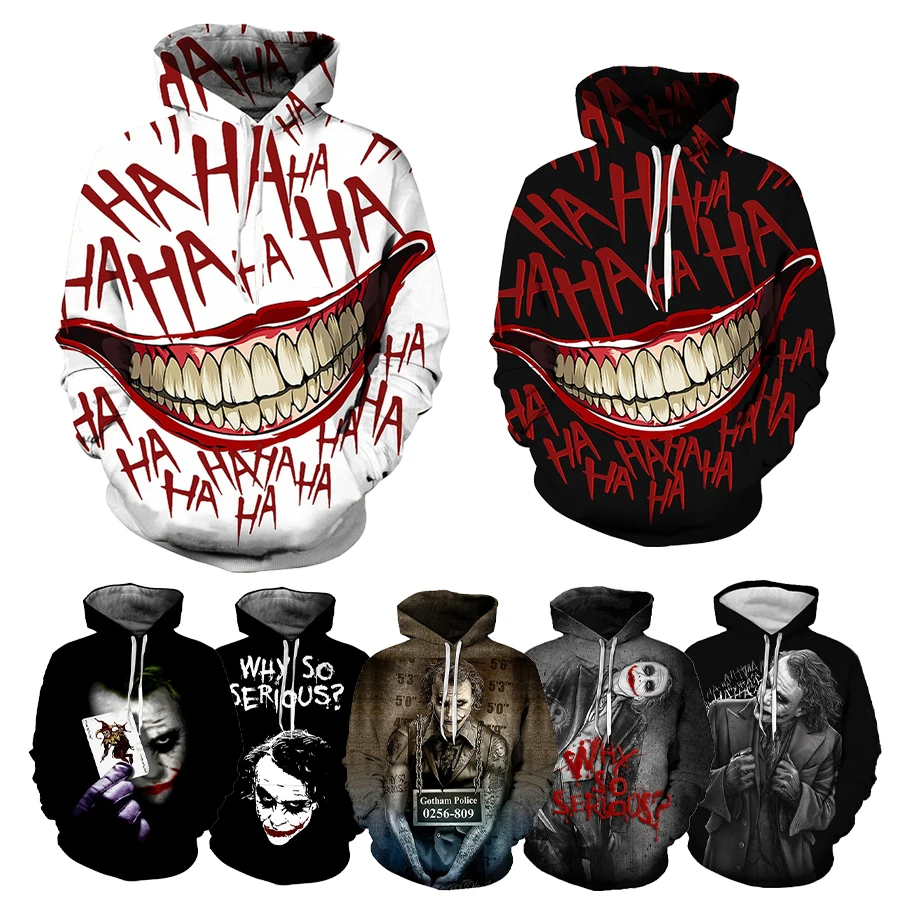 

Joker Clowns 3D Printed Hoodies for Men Horror 3D Printing From Men Casual Fashion Funny Oversized Pullover Hoodies Clothing