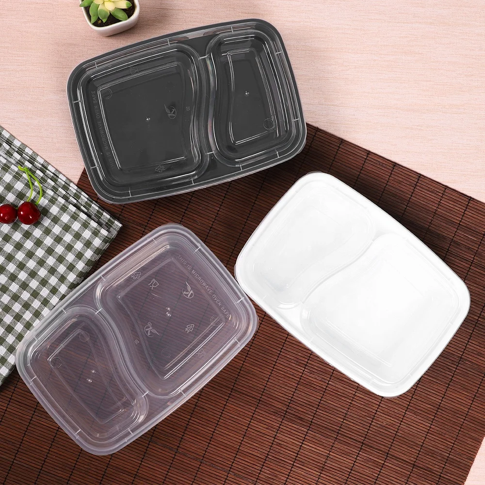 Disposable Multi Style Plastic Food Container Divide 2 Compartment For
