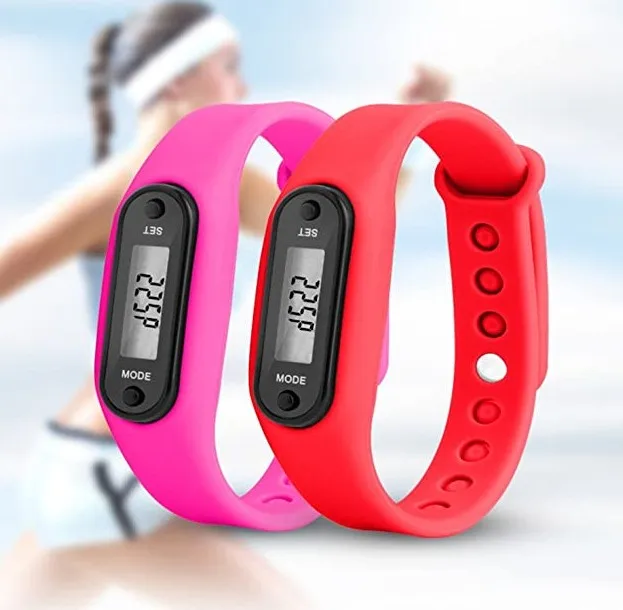 
Stylish Colorful Run Step Walk Watch Waterproof Silicone Pedometer Bracelet Replacement WristBand with Buckle for Kids Women Men 