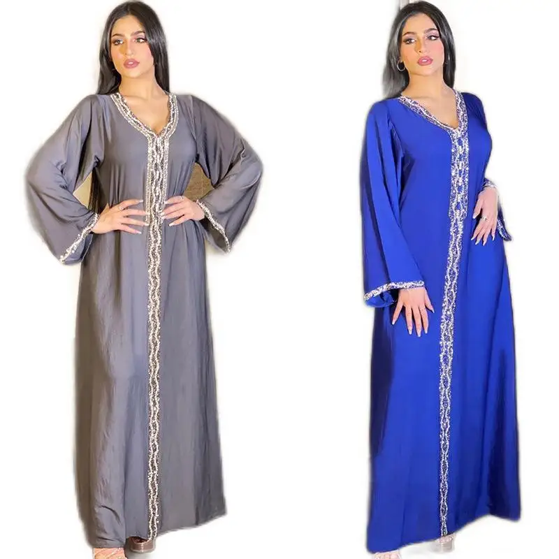 

Physical Store Amazon Hot Selling Stylish Design Islamic Clothing Muslim Diamond Design Woman Dress Long Maxi Skirt