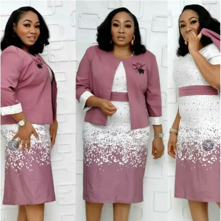 

Wholesale XL 4XL African Fashion Clothes Two Pieces Print Dresses For Women