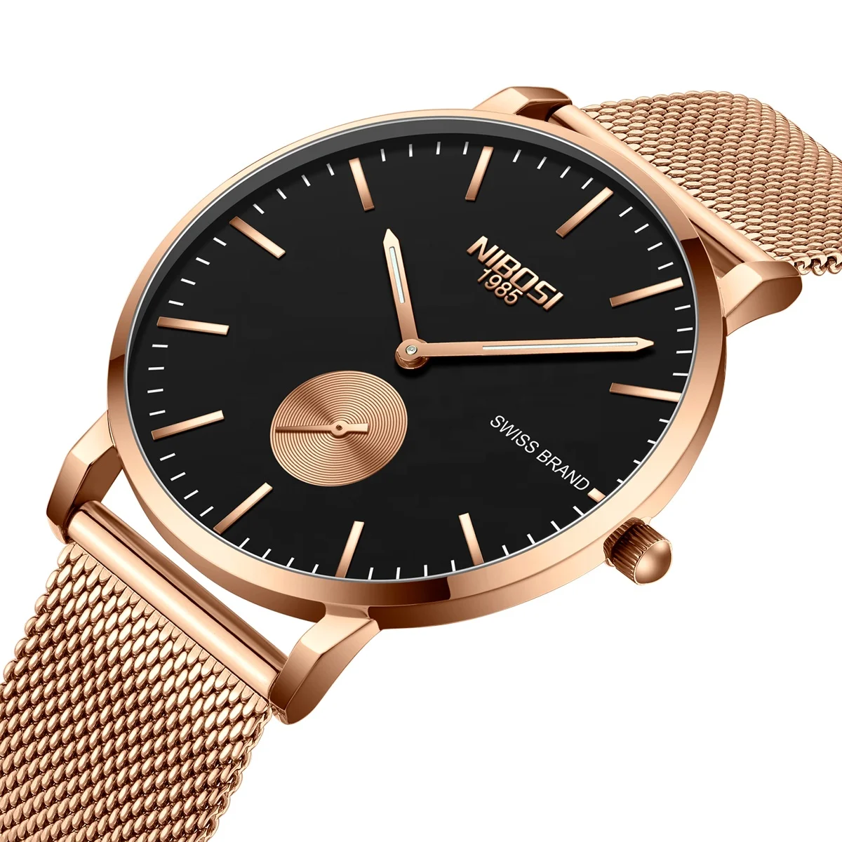 NIBOSI 2361 Fashion Mens Watches Top Brand Luxury Exquisite Generous Quartz Watch Casual Slim Mesh Steel Waterproof Sport Watch