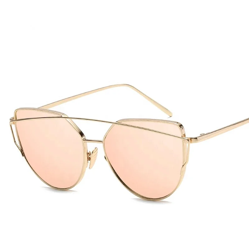 

Cat Eye Vintage Rose Gold Mirror Sunglasses Women Metal Men Sun Glasses