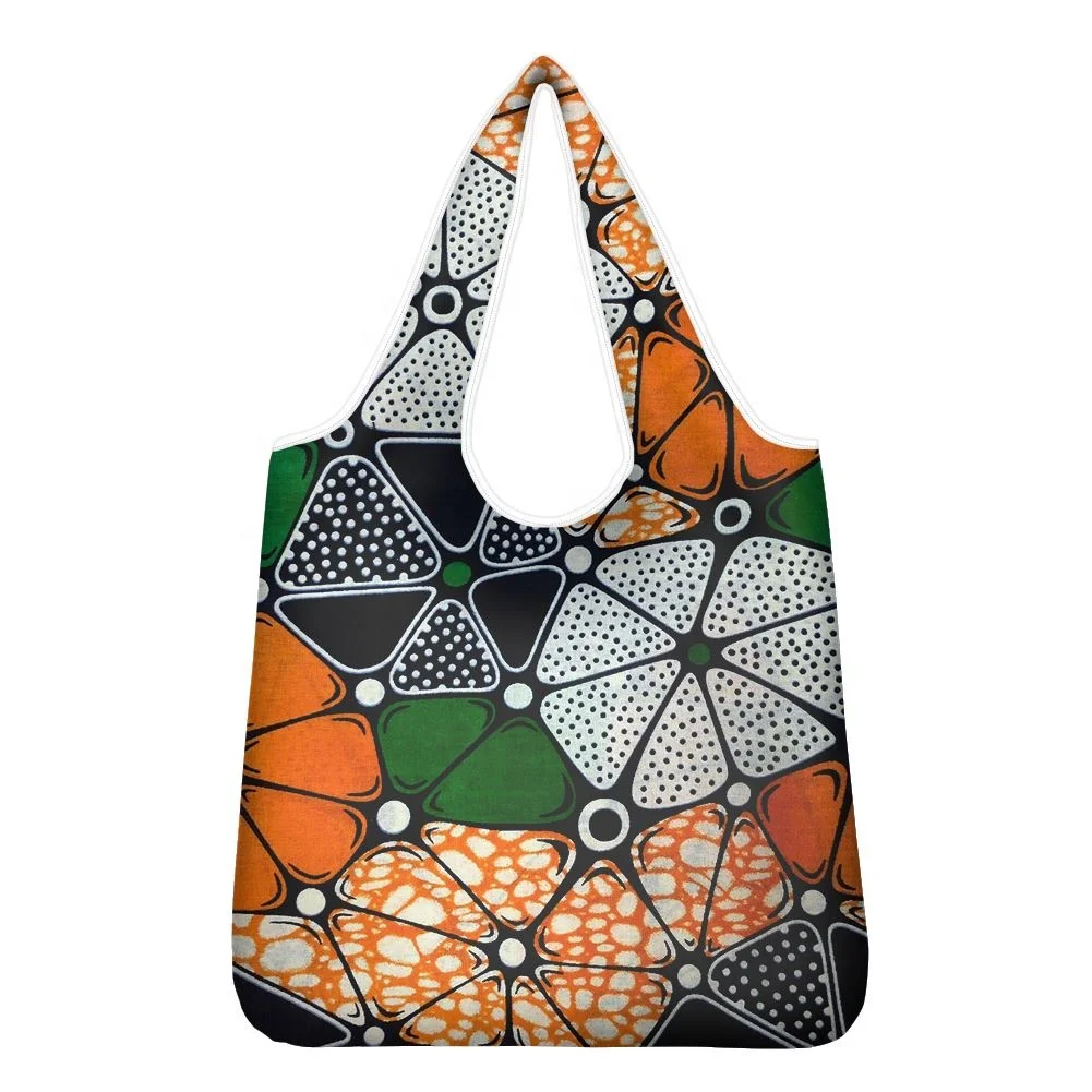 

POD African Style Pattern Large Capacity Grocery Bag Unique Printable Tote Bag Trendy Easily Folding Shopping Bag, Customized color