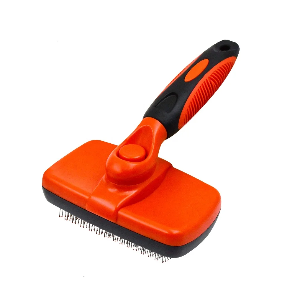 

Self Clean One Button Cleaning Pet Hair Grooming Slicker Brush With Sticky Balls For Dog And Cat, Customized