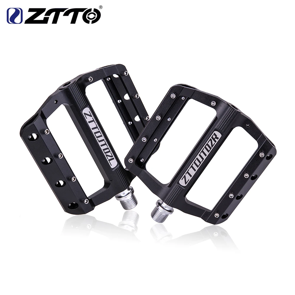

ZTTO Mountain and Electronic Bicycle Bearings CNC Anti slip Pedal Aluminum Alloy flat Pedal Road Gravel bike lightweight pedal, Black, red
