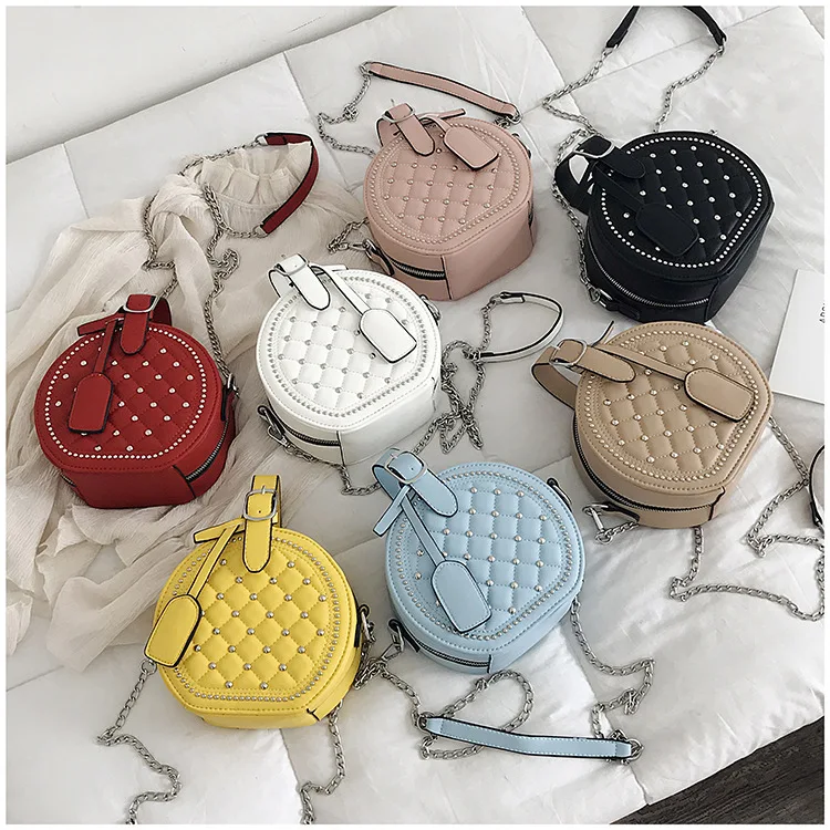 

HOT SALE 2020 new fashion Retro Rivet bag Korean version of personality small square bag single ny purse handbags