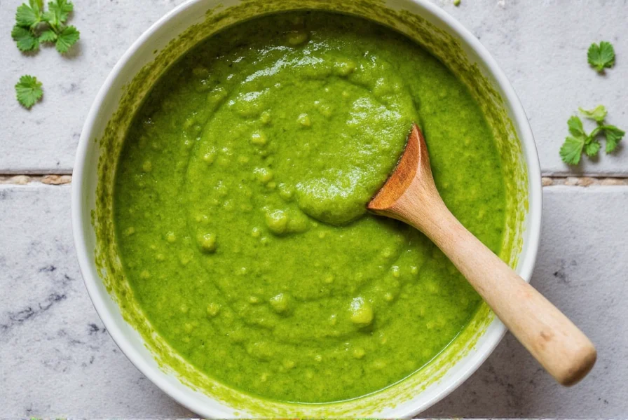 Bowl of freshly made sofrito verde