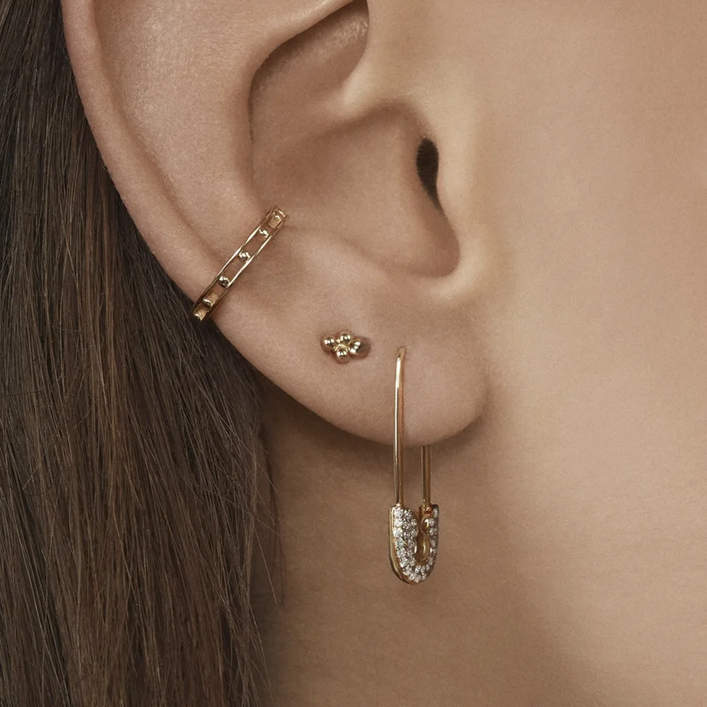

Yingchao Ba 2020 Fashion Fancy Statement Vintage Drop Oil Gold Safty Crystal Rhinestone Pin Hoop Drop Earrings for Women