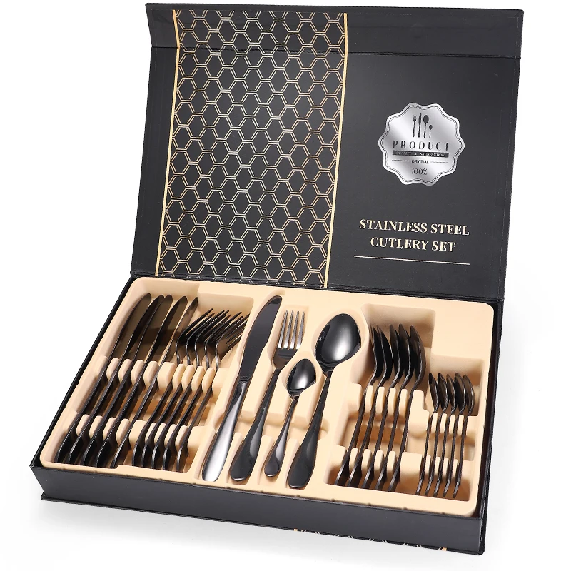 
Hotel Restaurant Wedding Stainless Steel Plated Silverware Cutlery Flatware Set 24pcs 