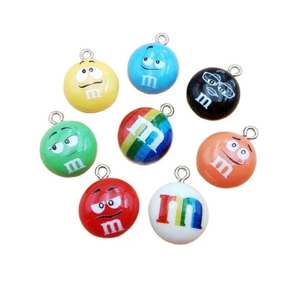 

M&M Chocolate Beans Resin Charms Cute Pendant Earring DIY Fashion Jewelry Accessories, Picture