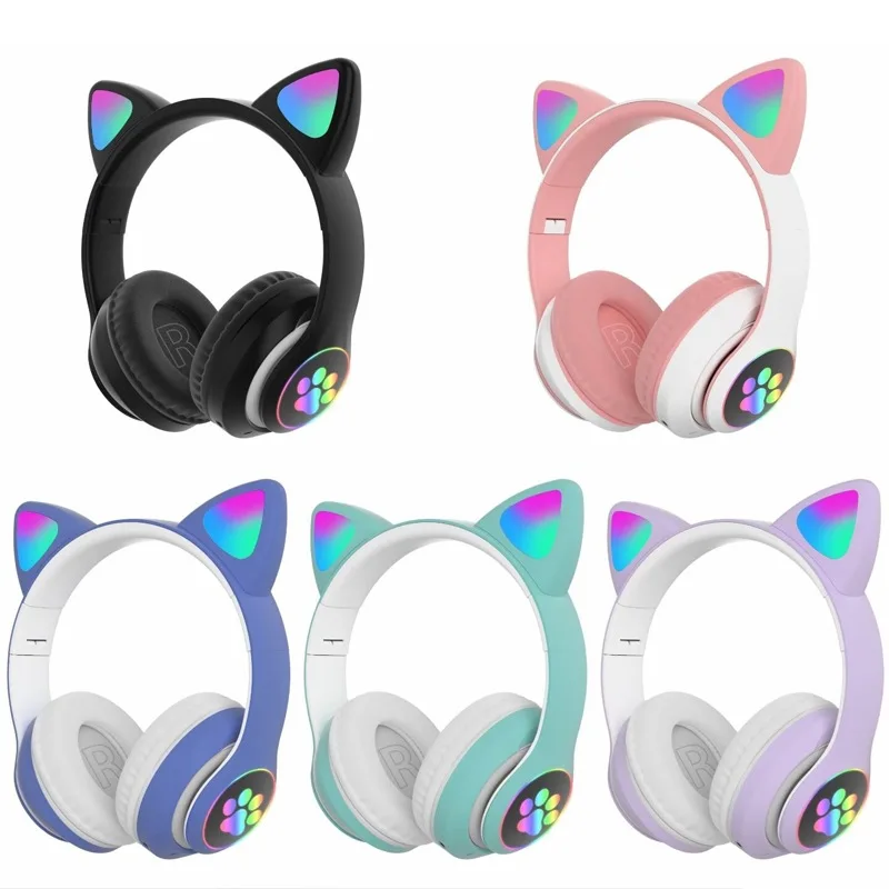 

Wireless Cat Ear Bluetooth 5.0 Headset Microphone Handfree Earphone Headphone With LED Light
