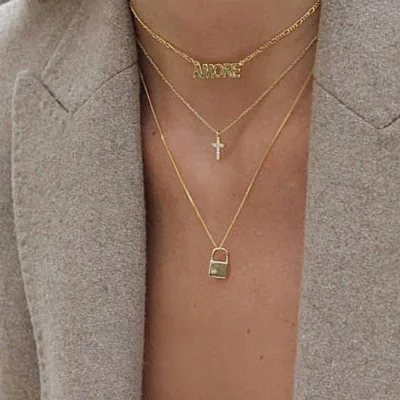 Sland Jewelry Lock Design Titanium Steel 18k Gold Plated Pendant Necklace