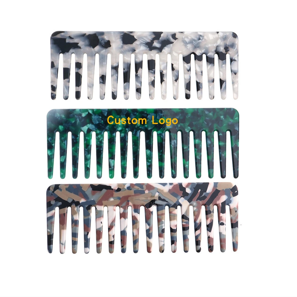 

New interior Hairdressing Anti static Acetic acid plate Leopard print hair comb customized logo combs for women