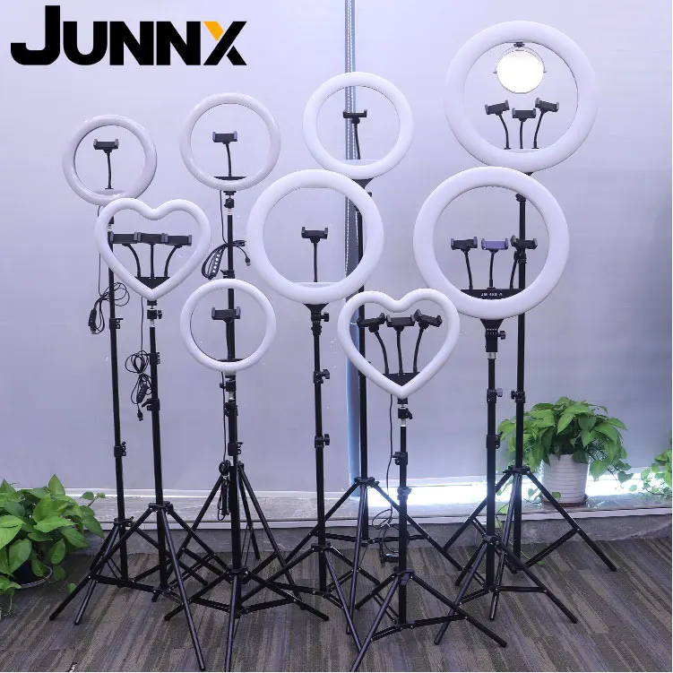 

JUNNX Professional Beauty 3 Colors RGB LED Ring Light 14 18 20 21 22 Polegadas Grande Anel de Luz for Live Broadcast Tiktok