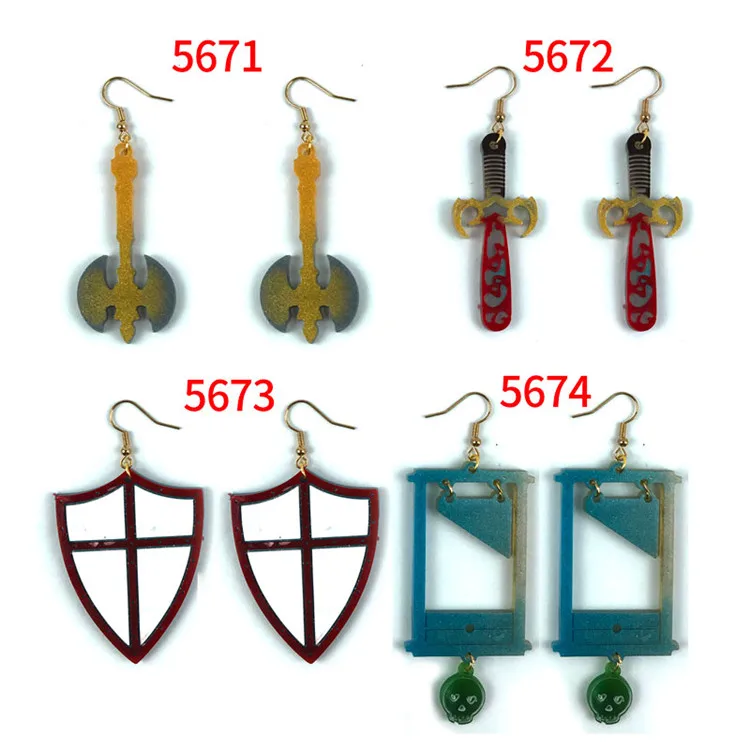 

Y3334 Diy epoxy resin shield earring silicone molds, Blue