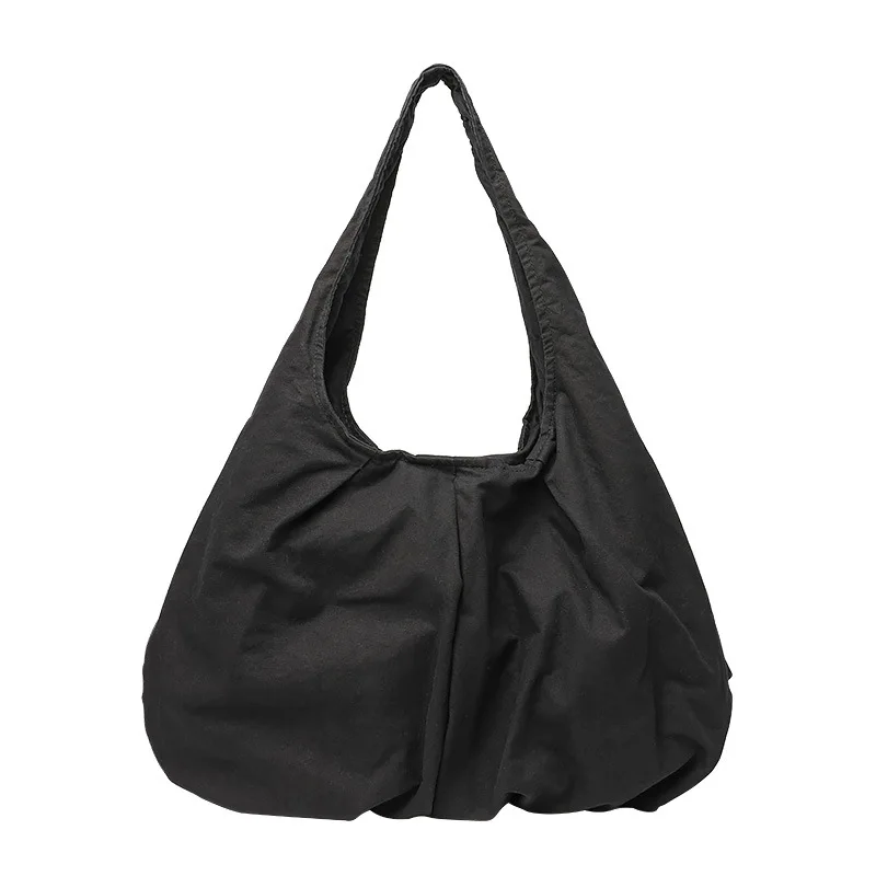 

Korean casual canvas underarm hand bag INS new fashion retro cloud bag ruched single shoulder female bag