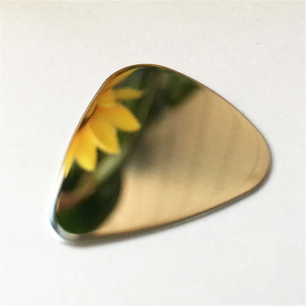 

New Professional special double mirror stainless steel electric guitar pick bass music instrument metal pick, Silver/gold