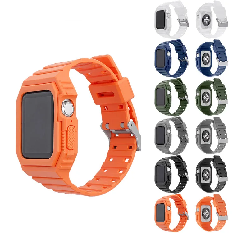 

BOORUI Silicone Watch Straps With Watch Case Solid Color Soft For Iwatch 7 6 45mm 41mm Band For Apple Watch, 1 color