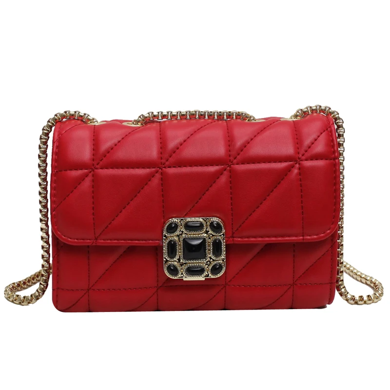 

wholesale luxury unique lock chain single shoulder bag girls women handbag fashion leather square sling crossbody bags for women