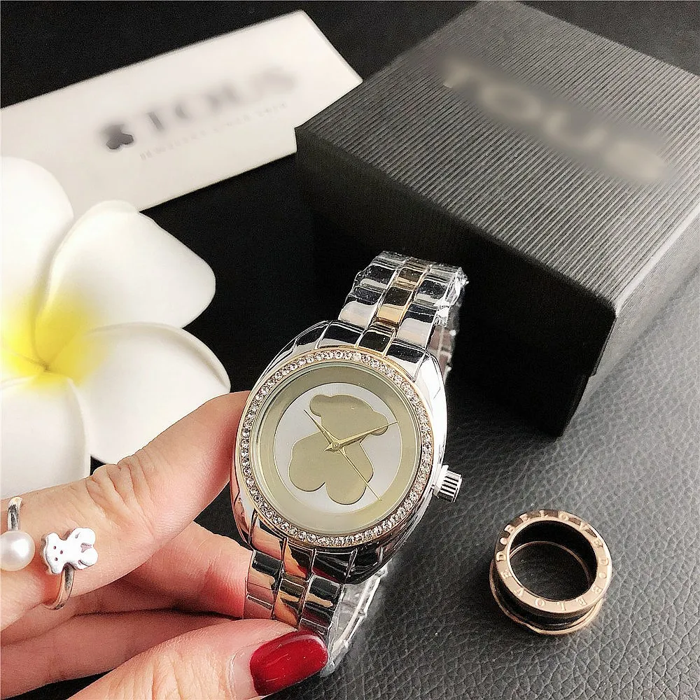 

women's wristwatch set crystal stone diamond cartoon watch custom logo watches box and bag watches jewellery for girl luxury