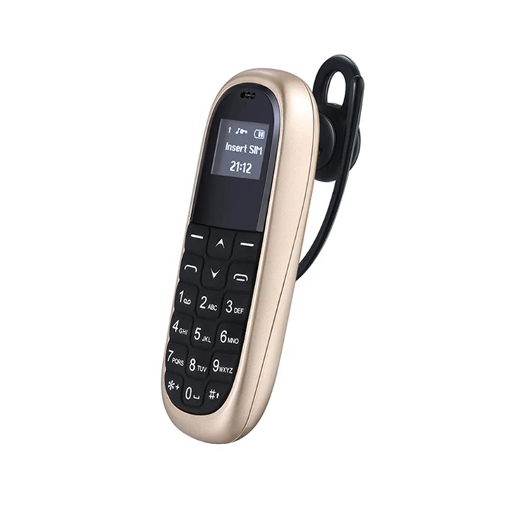 

Mini Mobile Phone Keyboard Hands Free BT Dialer Headphone Portable Smartphone With Mic