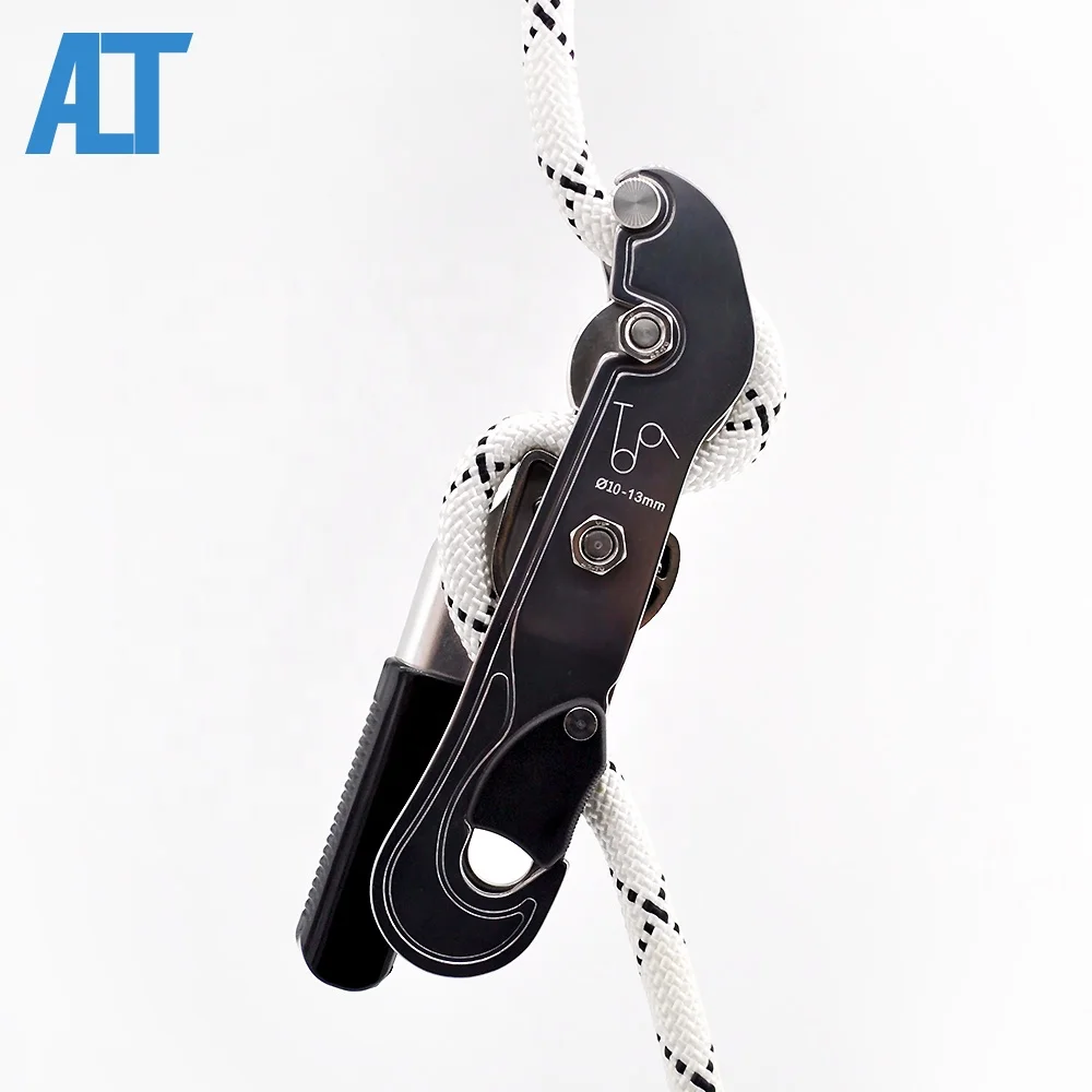 

CE Approved 10-13mm Rope Rescue Equipment Hand Controls Designed climbing descender Rappelling, Silver