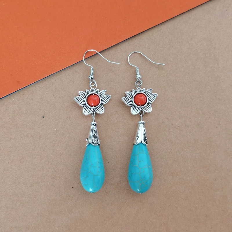 

Wholesale Vintage Earrings 2022 Boho Fashion Natural Turquoise Earring GT Hot Selling Women Earrings