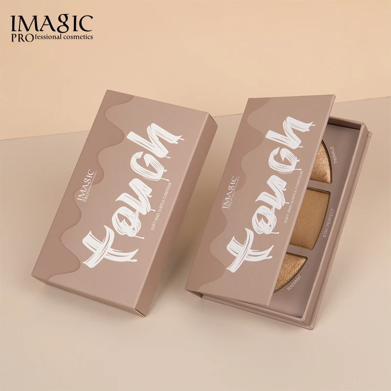

IMAGIC Hot Highlighter Powder Brighten Cosmetic Facial Makeup Glitter Palette Beauty Shadow Face Illuminator Pigment 2021 New, 3 colors in one palette
