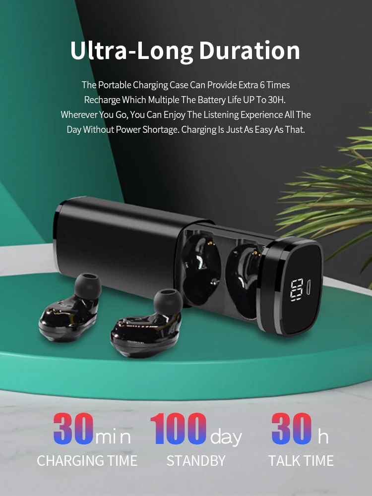 digital display tws Earphone Headphone Earbuds X23D customize - ANKUX.COM
