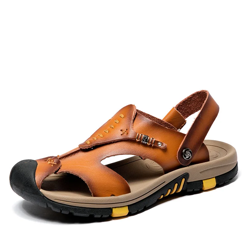 

Men Summer Casual Shoes Genuine Leather Beach Sandals Plus Size, 3 colors