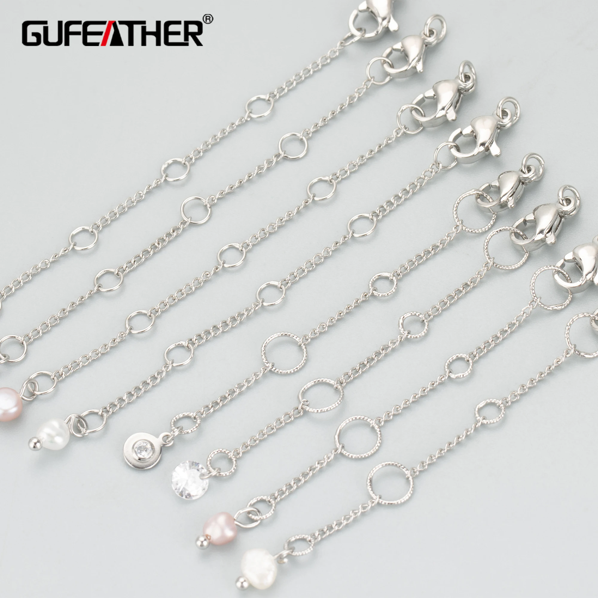 

MC62B jewelry making accessoriesrhodium platedcopperzirconpass REACHnickel freeextended chain6pcs/lot