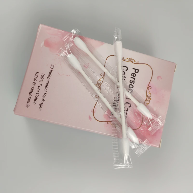 

Portable Individual Packaged Paper Stick Makeup Cotton Buds Swab, Nature color