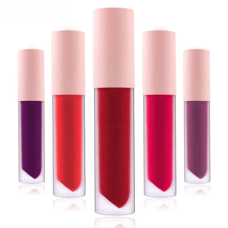 

30 colors custom vegan and cruelty free long lasting matte lip gloss with pink cap private label liquid lipstick vendor