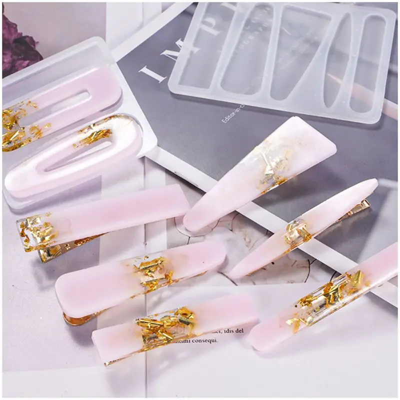 

DIY Crafts Jewelry Hairpin Making Tools Barrette Casting Silicone Mould Crystal Epoxy Resin Mold Hair Clip, Clear silicone mold