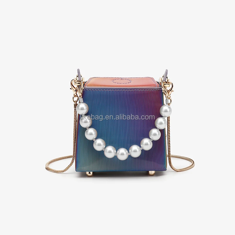 

LIKEBAG fashion niche design trend lady cigarette case bag pearl chain gradient color bolsa PU leather lady luxury bag