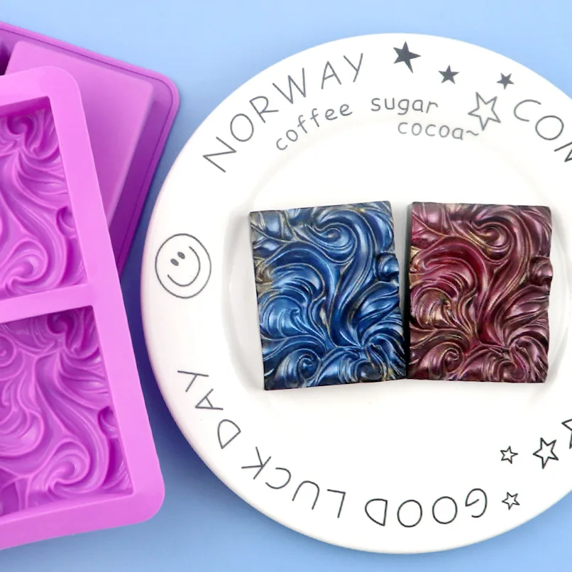 

Wholesale 4 wave flower silicone handmade soap mold cake mold DIY aromatherapy plaster mold, Coffee color
