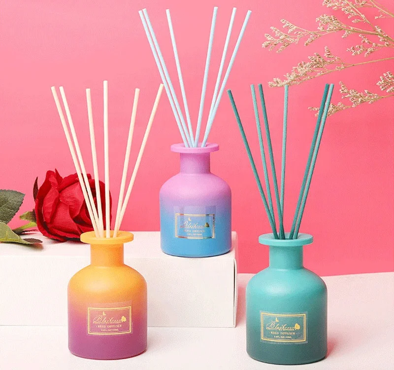 

Gradient Color Glass Bottle for Reed Diffuser 120ml,Creative Essential Oil No Fire Home Fragrances, 3 colors as pictures