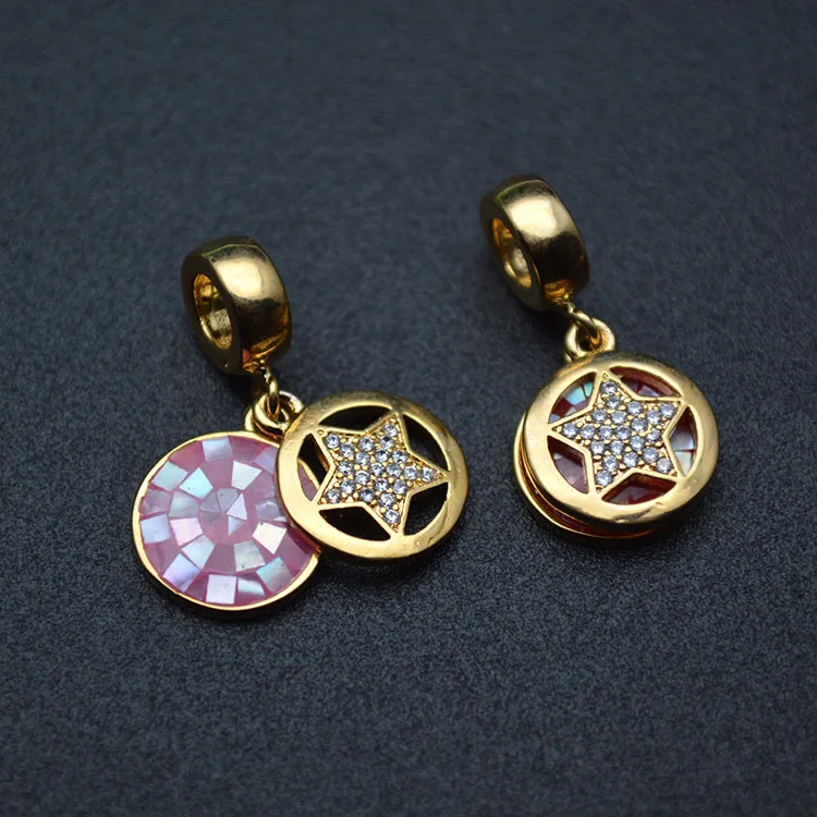 

Double Layer Metal Star Charms Mix color Shell Coin Shape Tags Fit Bracelet or Necklace making Jewelry making accessories
