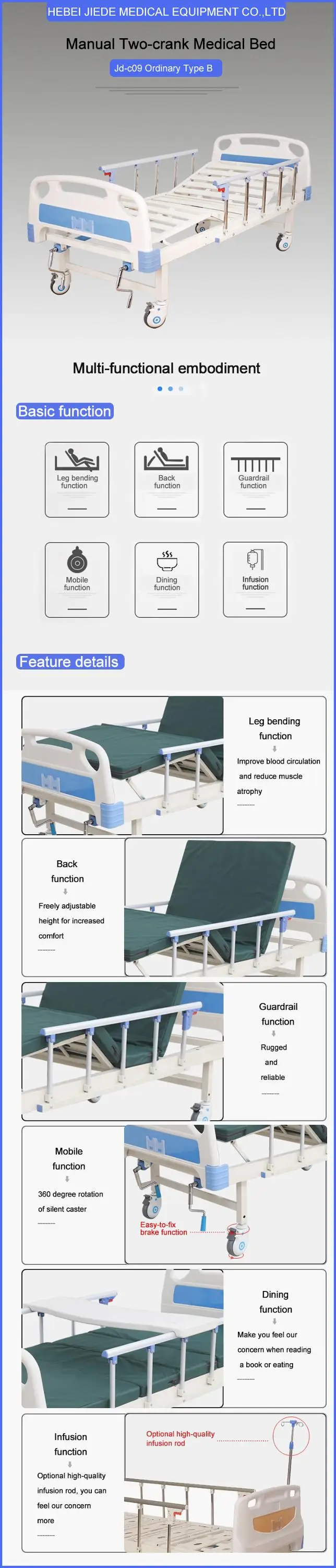 Manual 2 Crank Hospital Bed Prices Home Care 2 Function Adjustable
