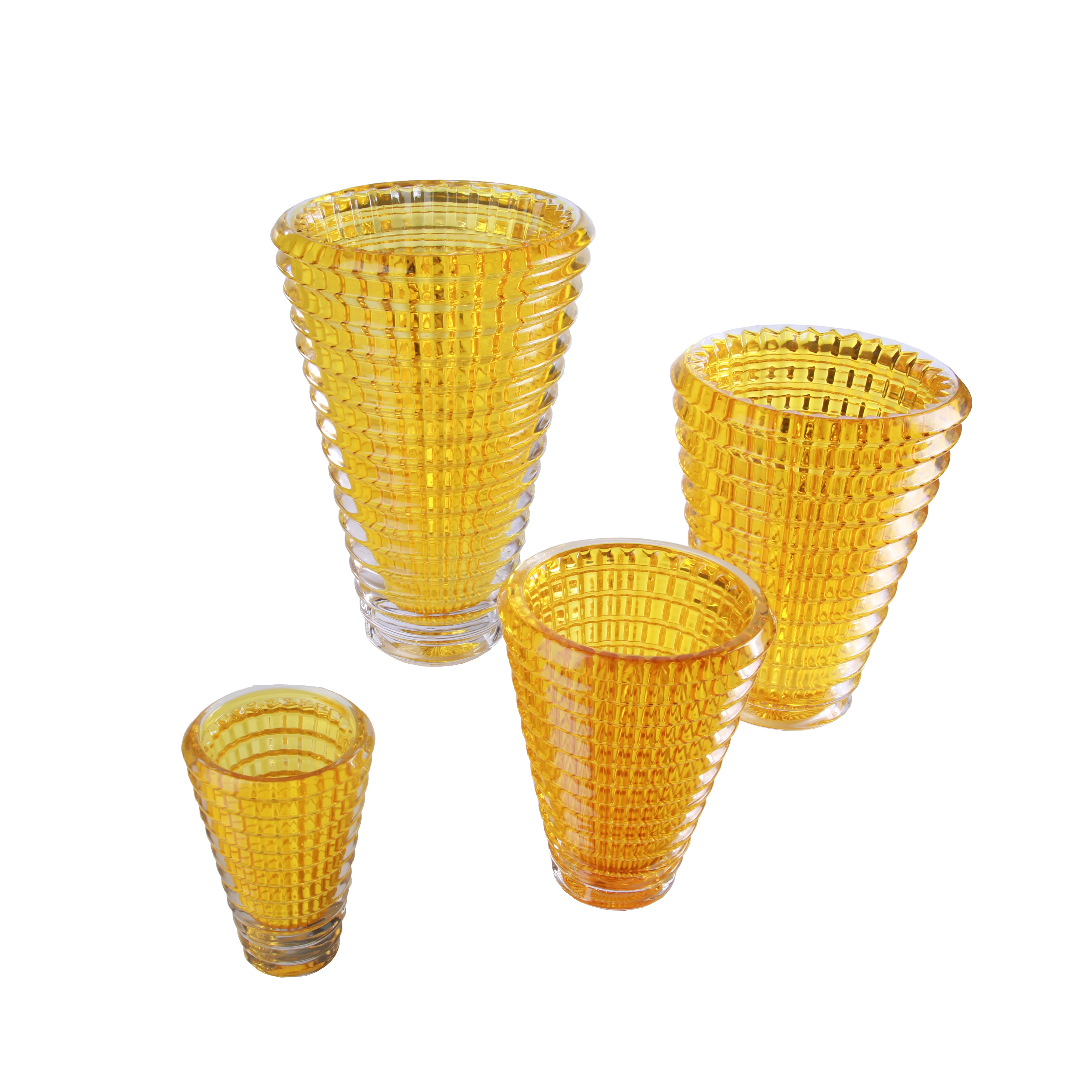 

Hot selling modern personality boutique color decoration glass bottle home crystal vase, Yellow