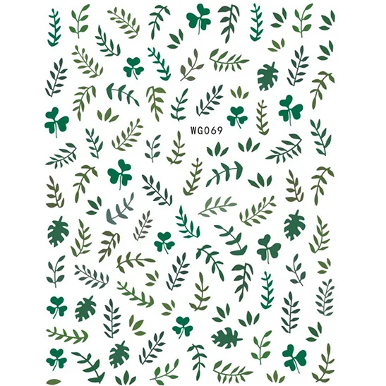 

TSZS 2021 Spring Green Leaf Patterns Nail Sticker Decals Nail Art Decoration Stickers