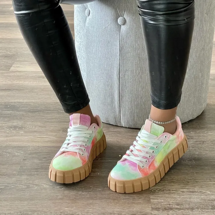 

Fashion 2021 breathable ladies walking flat women causal cushions shoes lace up shoes, Brown,black,green,purple,flower