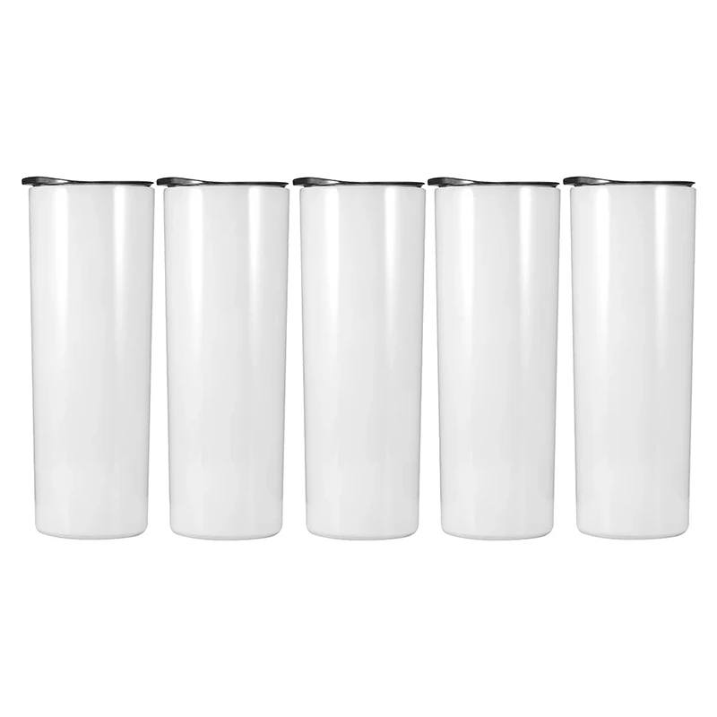

Wholesale 20oz 30oz Sublimation Blanks Straight Skinny Tumbler Double Wall Stainless Steel Tumbler Cups In Bulk, White or silvery