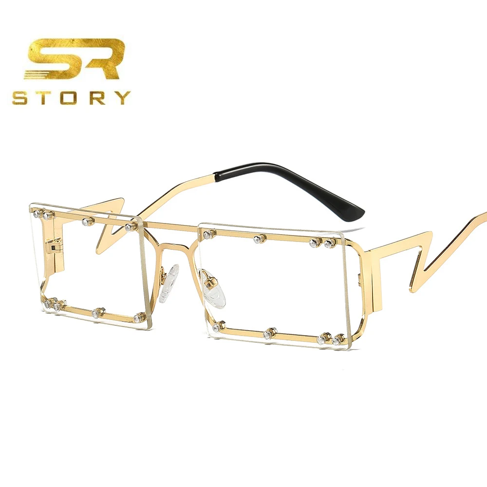 STORY SHM502 personality modern Small frame square metal rivet sunglasses 2021 for men and women UV400