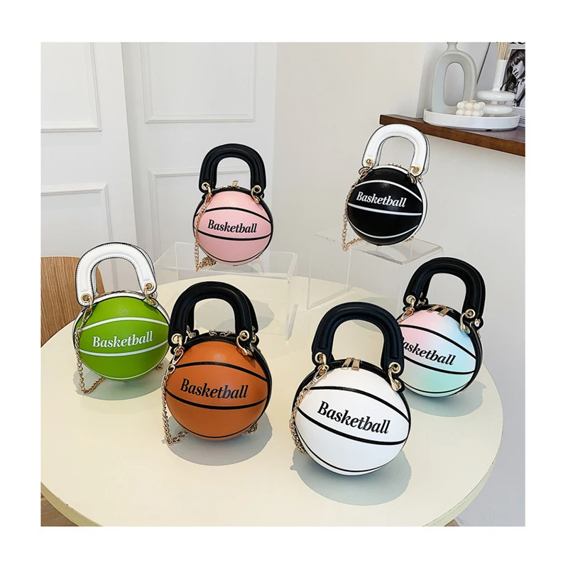 

Personalized Basketball Shape Totes Small Round Bag 2022 Korean Fashion Letters Printing Hip-Hop Trendy Messenger Chain Bags
