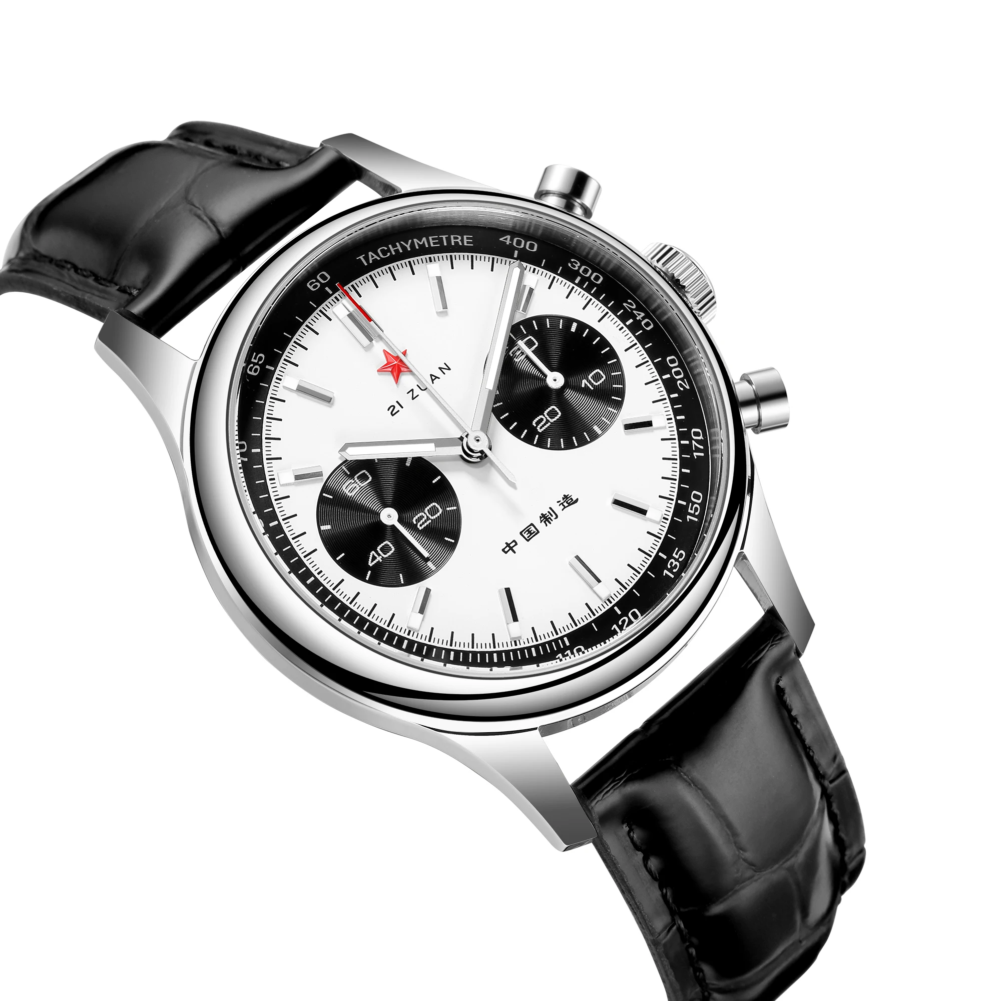 

Men 40mm Chronograph Watch Seagull 1963 Movement Swan-neck Sapphire Glass Mechanical Watches Luminous Hands