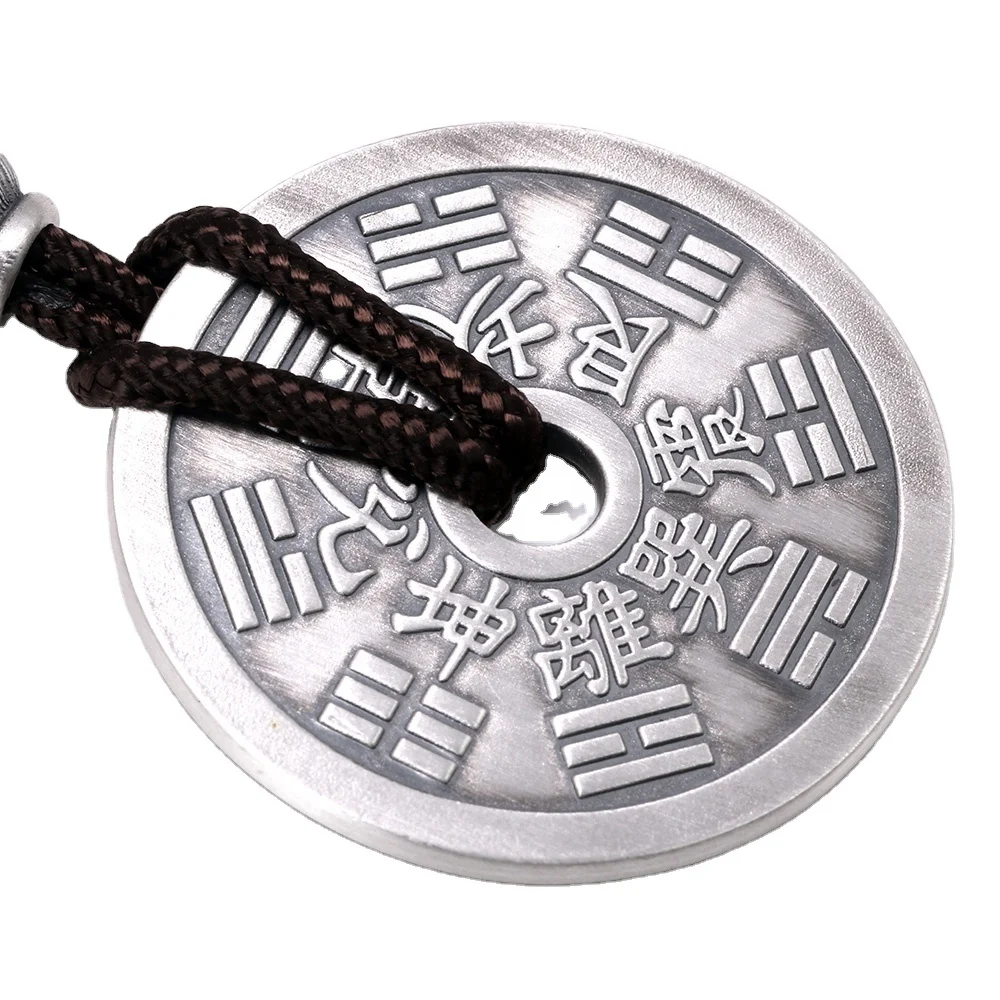 

Real 925 Sterling Silver Jewelry Bagua Gossip Pendant Necklace Rope Necklace For Women Men