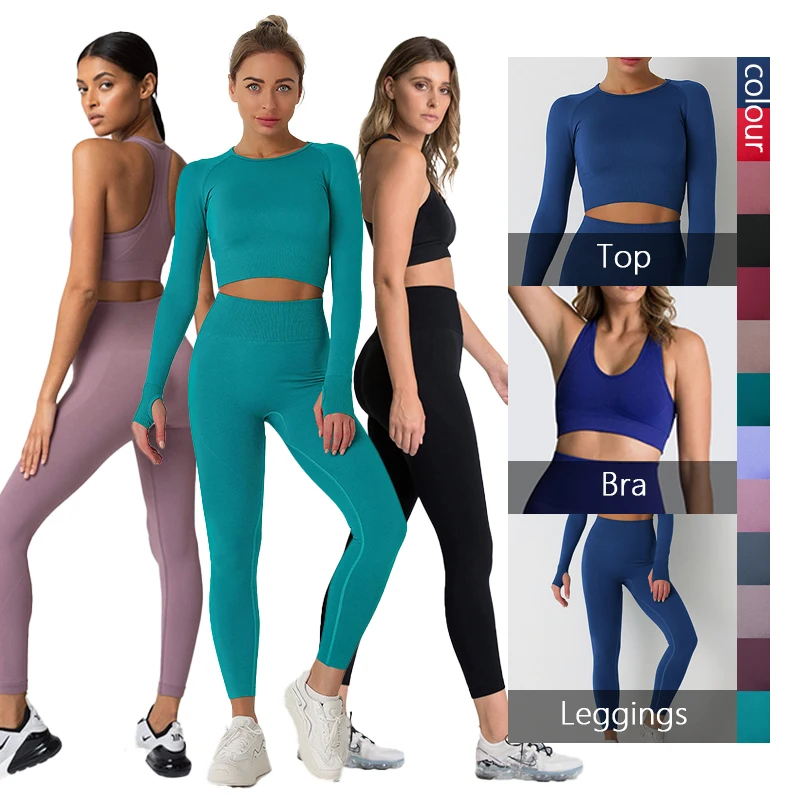 

[Custom logo MOQ 1pcs] Gym Clothing Women sexy yoga bra Sports Bra bra set yoga pants workout Wholesales, Blue
