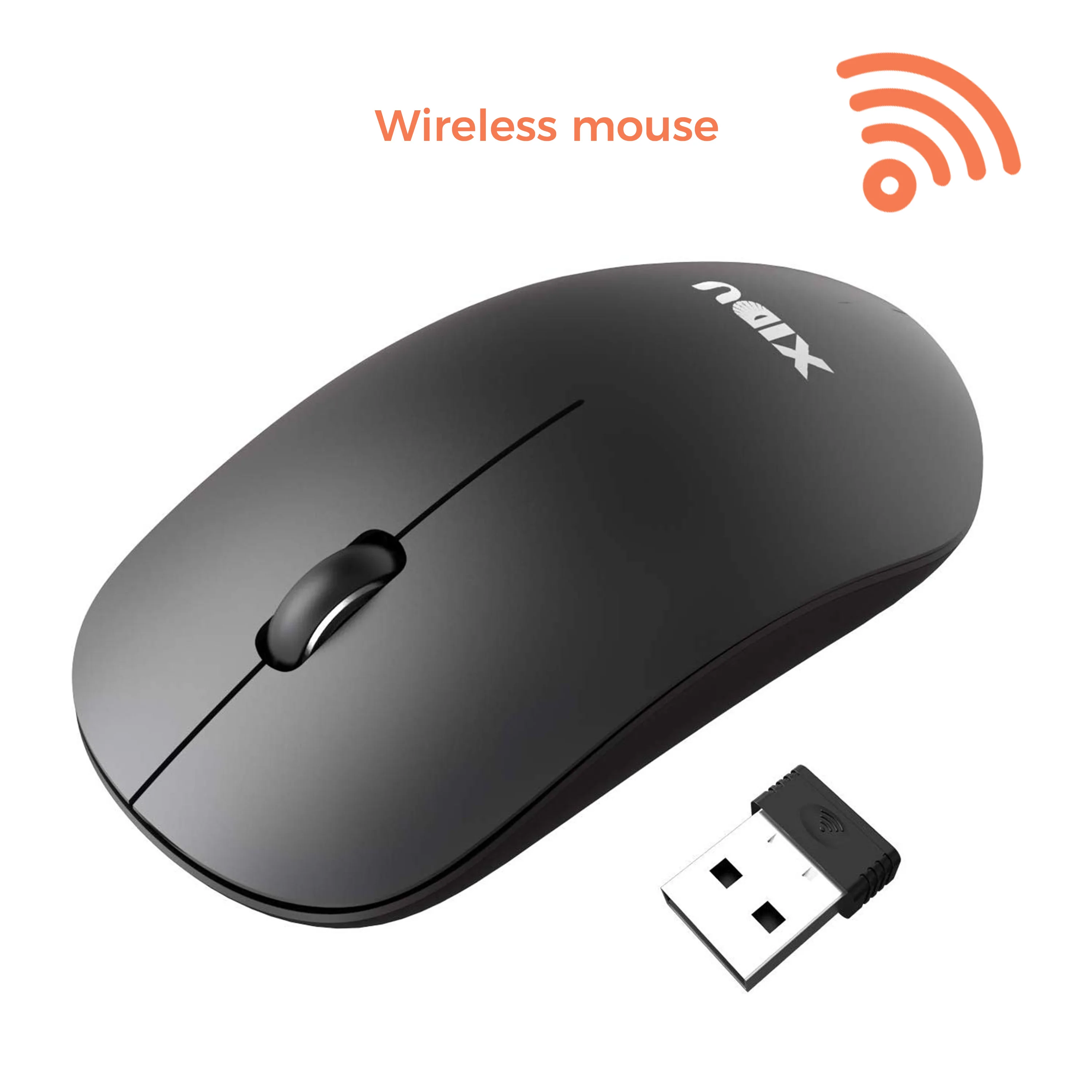 

2021 New Ultra-Thin Mini Wireless Mouse Silent Mute Battery Black Computer Mouse